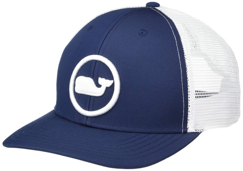 vineyard vines Men's Whale Dot Performance Trucker Hat, Blue Blazer, One Size - Image 1